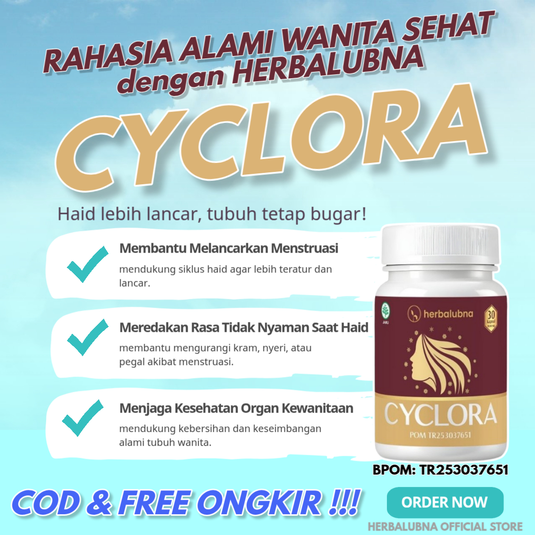 HERBALUBNA CYCLORA – Jamu & Suplemen Wanita BPOM Halal, Redakan Nyeri & Atur Menstruasi Herbalubna Cyclora - Obat Pelancar Haid & Telat Datang Bulan