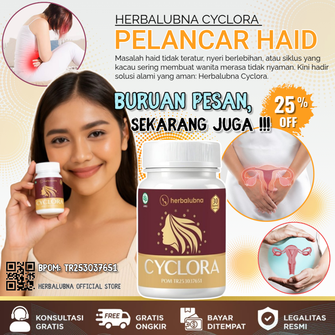 HERBALUBNA CYCLORA – Obat Herbal Wanita BPOM Halal, Menjaga Kesehatan & Melancarkan Menstruasi Herbalubna Cyclora - Obat Pelancar Haid & Telat Datang Bulan