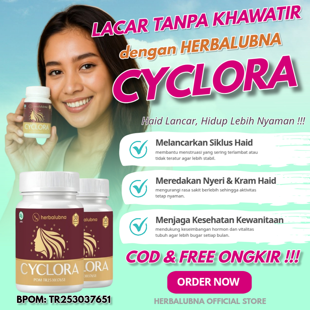 HERBALUBNA CYCLORA – Suplemen & Obat Herbal BPOM Halal, Pelancar Menstruasi & Nyeri Haid Alami HERBALUBNA CYCLORA – Suplemen & Obat Herbal BPOM Halal, Pelancar Menstruasi & Nyeri Haid Alami