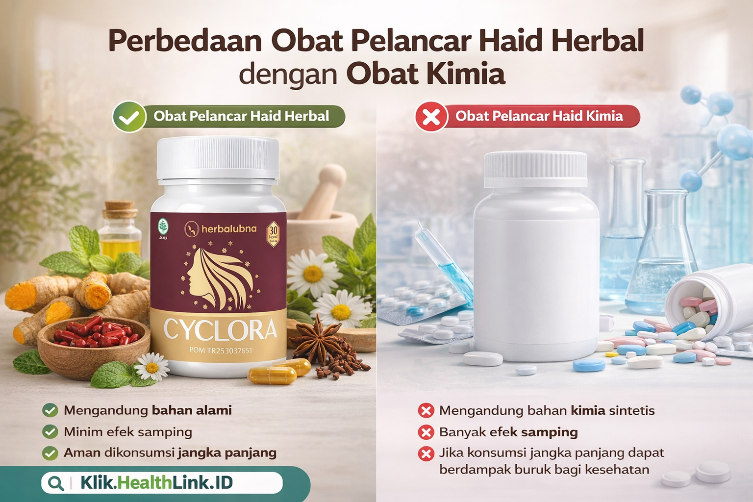 Perbedaan Obat Pelancar Haid Herbal dengan Obat Kimia